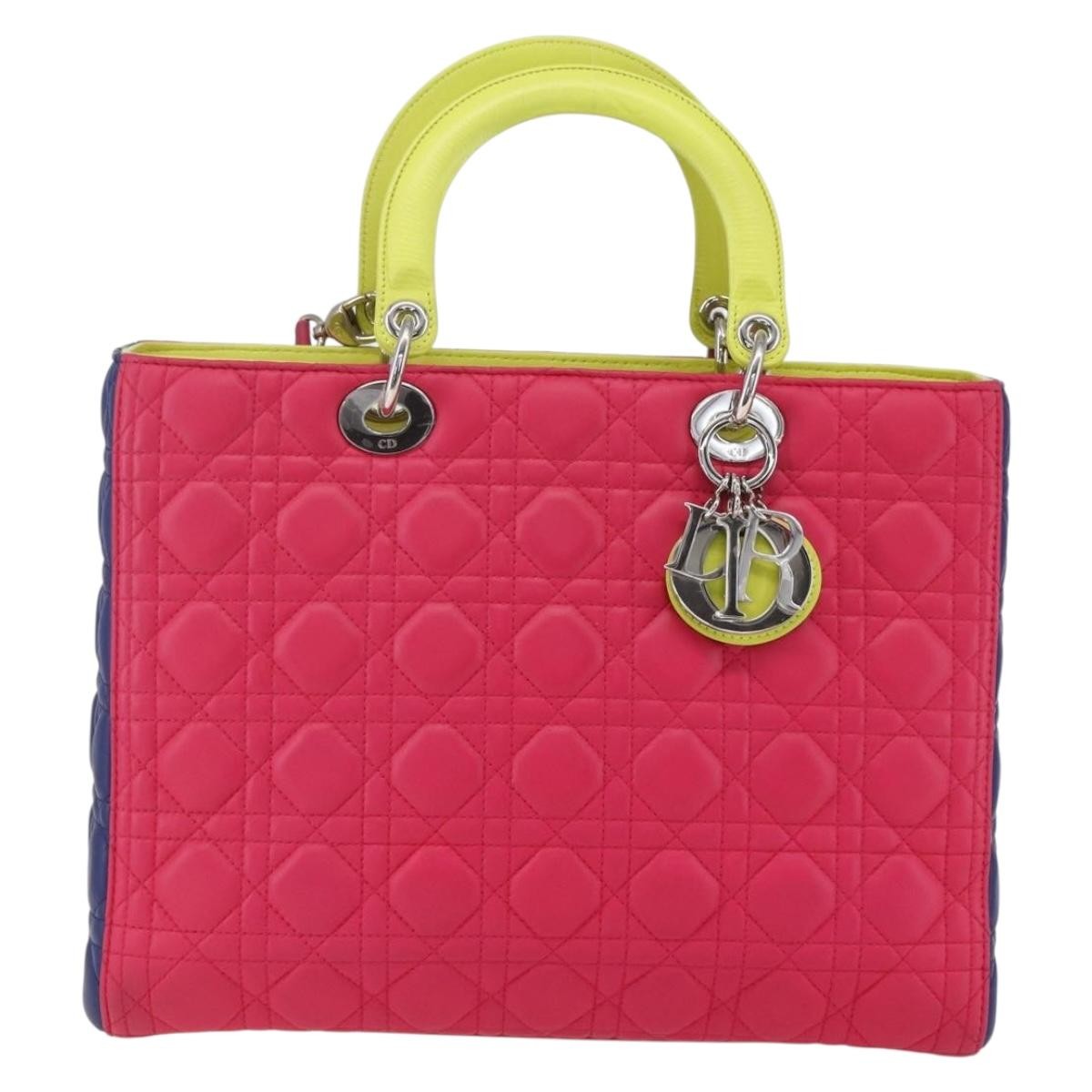 Christian Dior Lady Cannage Matelassé Pink Leather Tote Bag Bag (Pre-Owned)