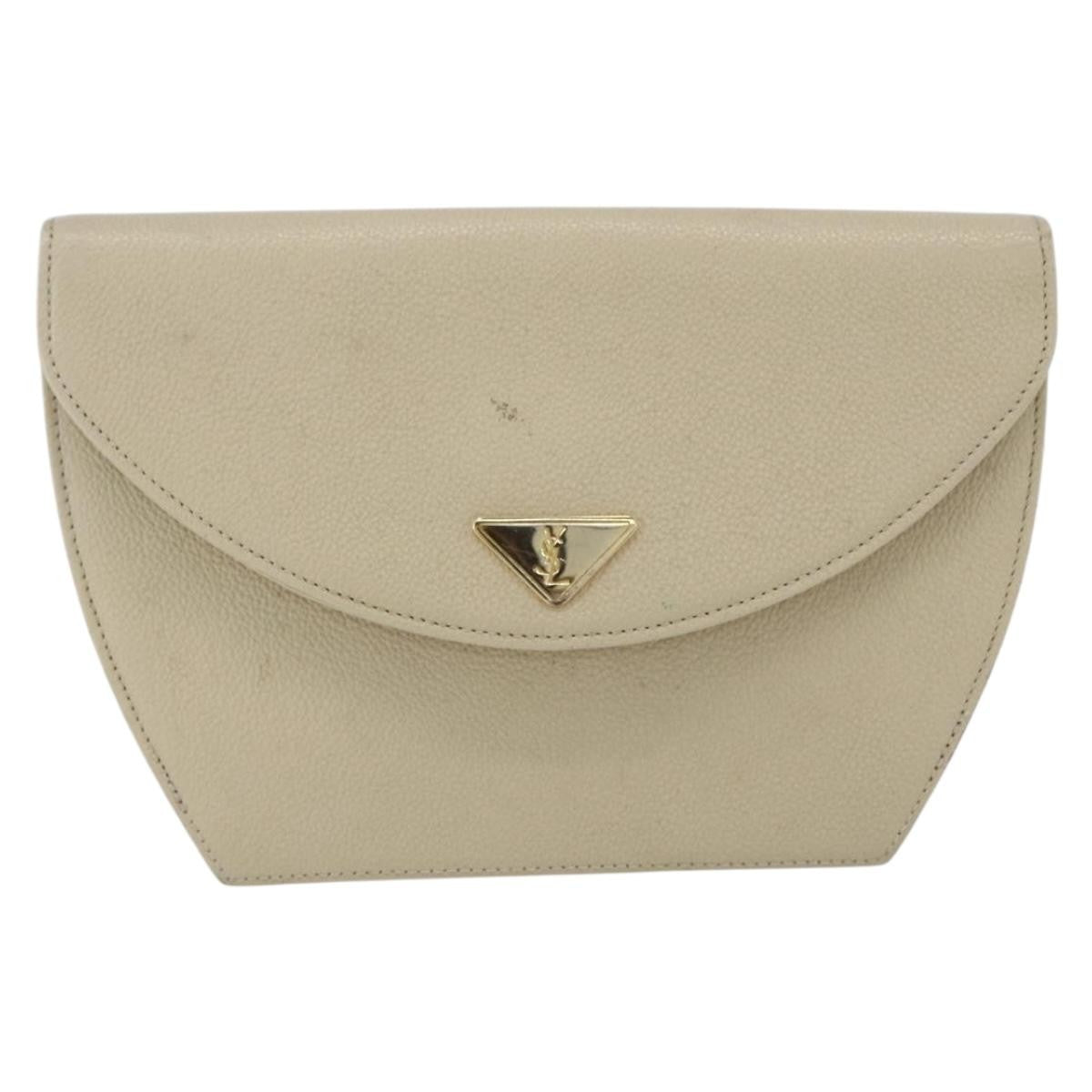 Saint Laurent Vintage Shoulder Bag Leather Ecru Leather Shoulder Bag Bag (Pre-Owned)