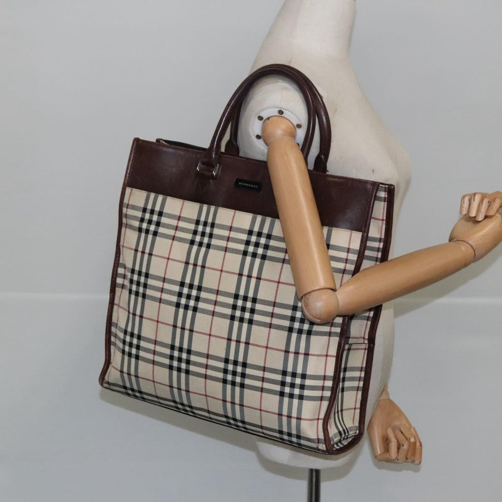 Burberry Nova Check Tote Canvas And Leather Beige Canvas Tote Bag