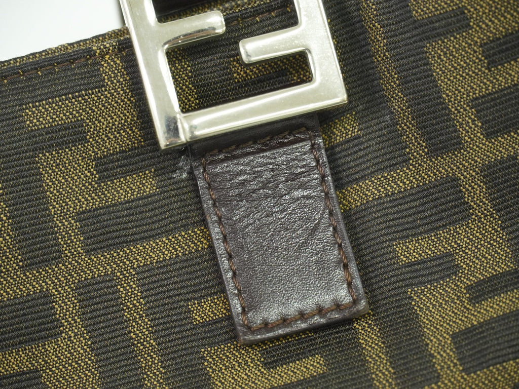 Fendi Zucca Tote Bag Ff Motif Brown Canvas Handbag