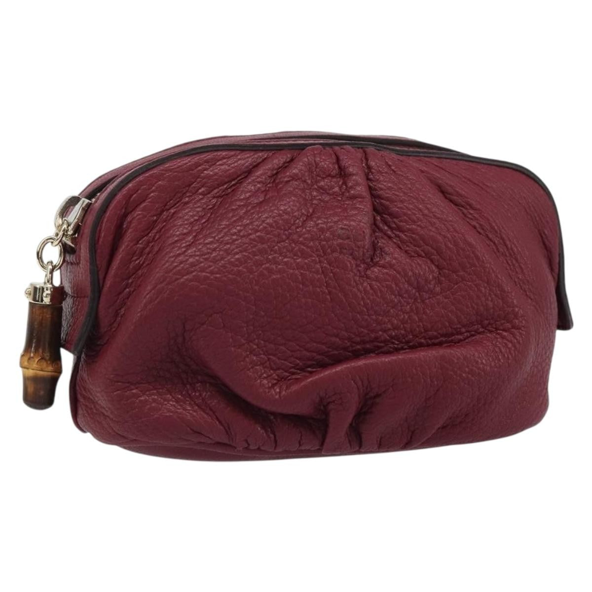 Gucci Bamboo Pouch Leather Purple Leather Clutche & Pouche Bag (Pre-Owned)
