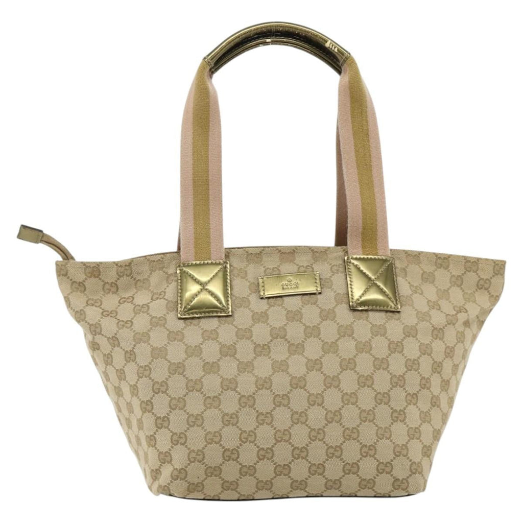Gucci Web Zip Tote Gg Canvas Beige Canvas Tote Bag Bag (Pre-Owned)