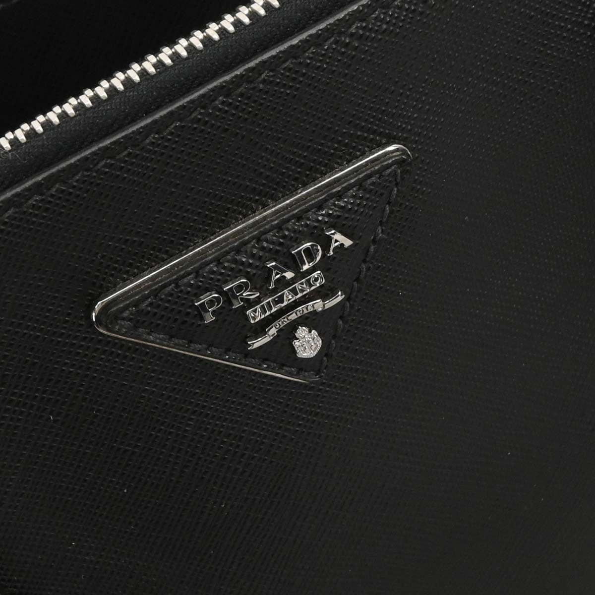 Prada Grommet Galleria Double Zip Tote City Calfskin Black Leather Shoulder Bag Bag
