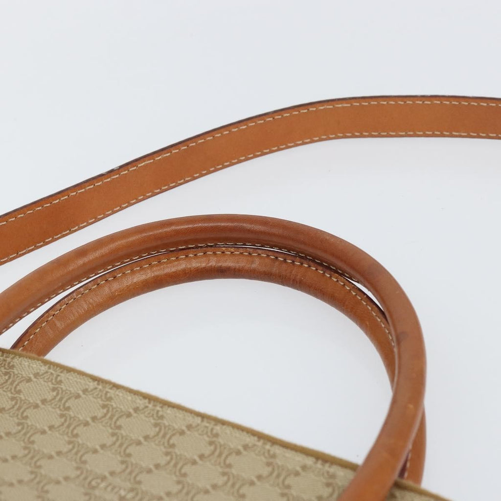 Celine Vintage Macadam Handbag Canvas And Leather Beige Canvas Handbag