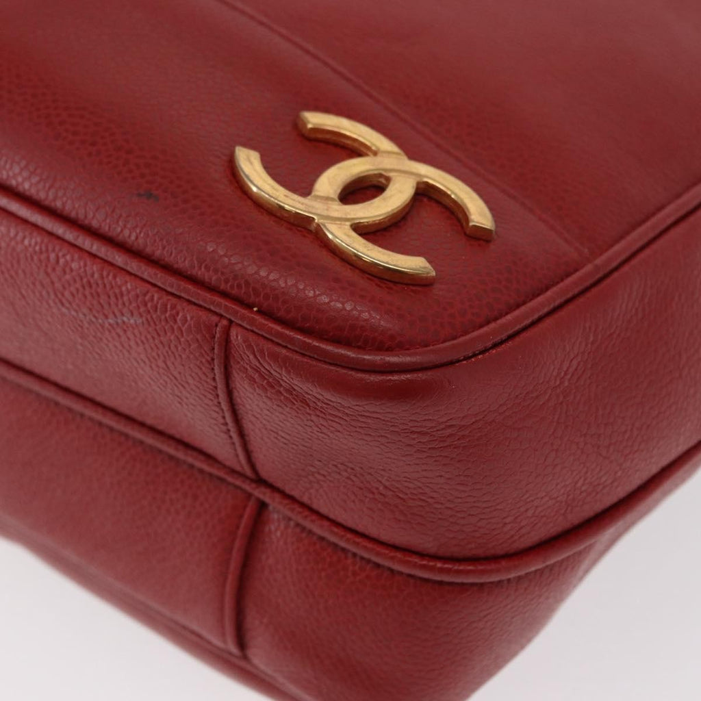 Chanel Vintage Metal Cc Shoulder Bag Caviar Red Leather Shoulder Bag Bag