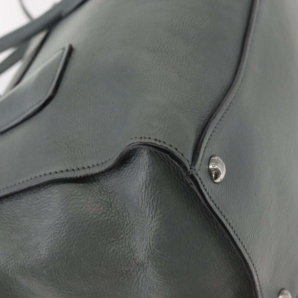 Prada Twin Pocket Lock Flap Tote Glace Calf Gray Leather Tote Bag Bag