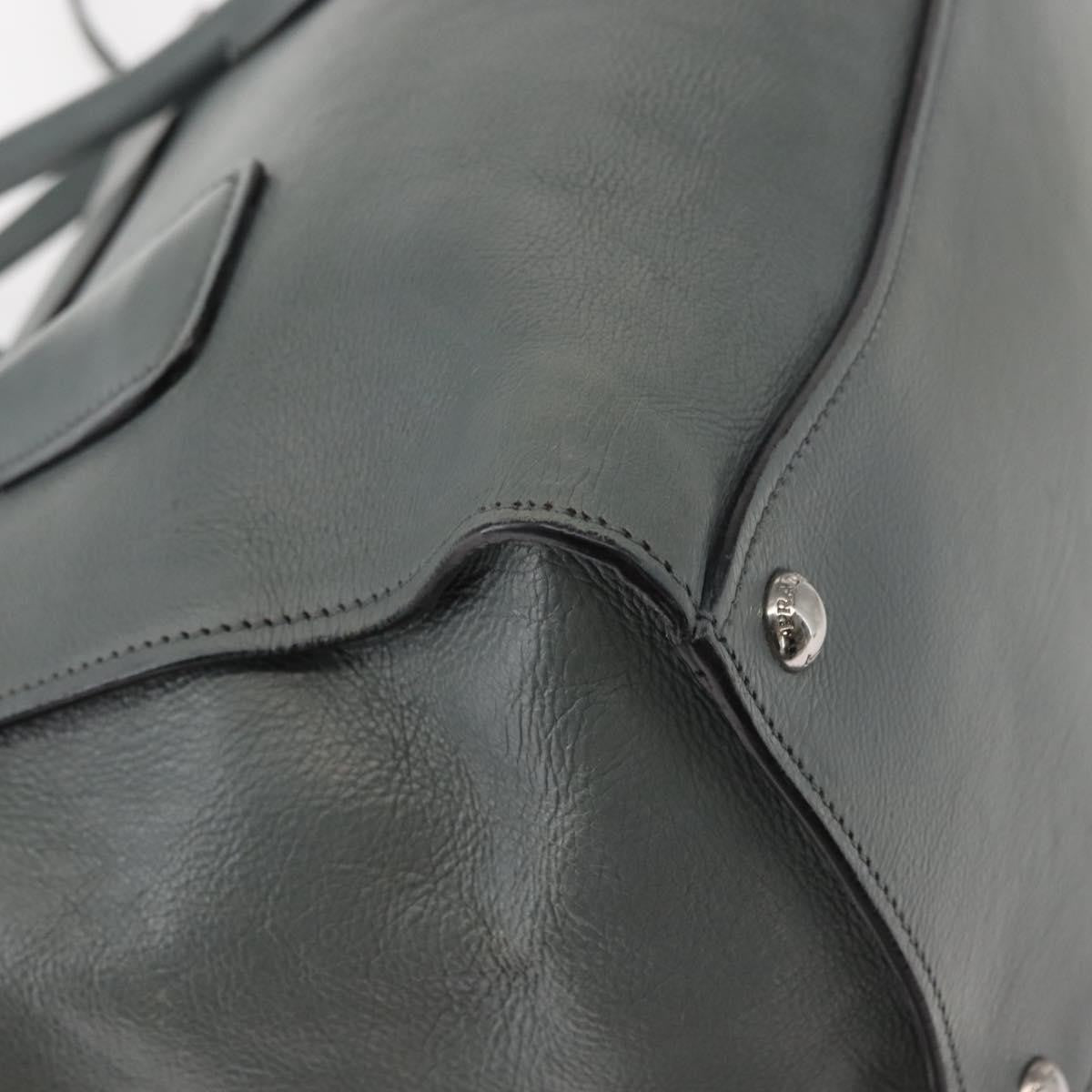 Prada Twin Pocket Lock Flap Tote Glace Calf Gray Leather Tote Bag Bag