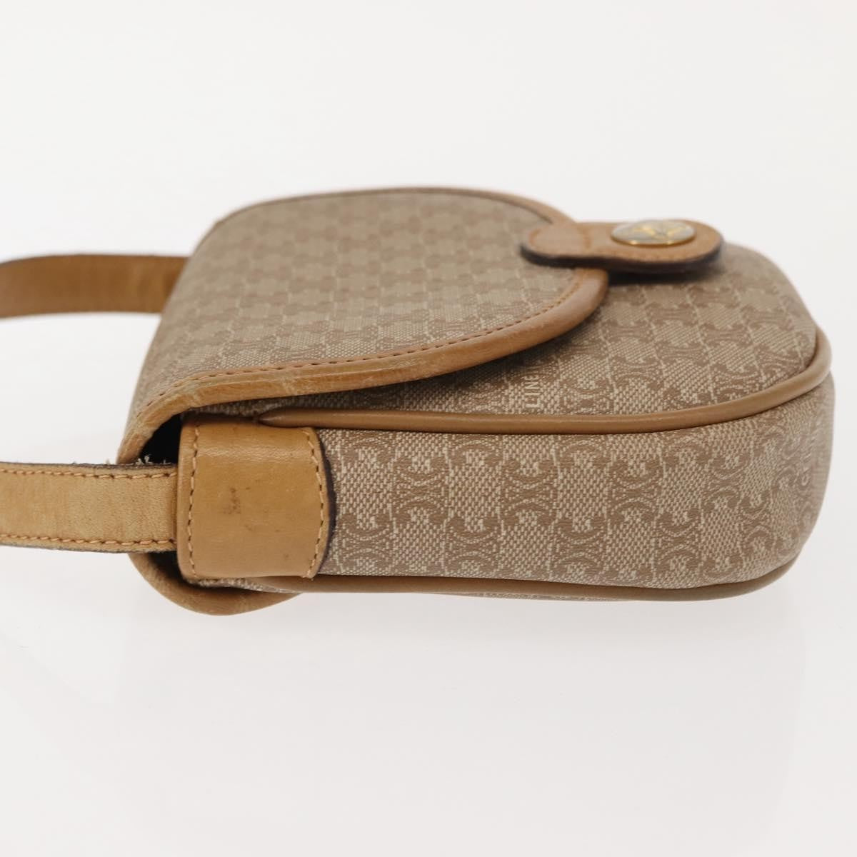 Celine Vintage Macadam Shoulder Bag Canvas And Leather Beige Canvas Shoulder Bag Bag
