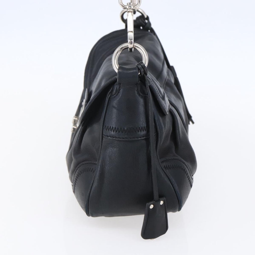 Prada Pushlock Shoulder Bag Leather Black Leather Shoulder Bag Bag
