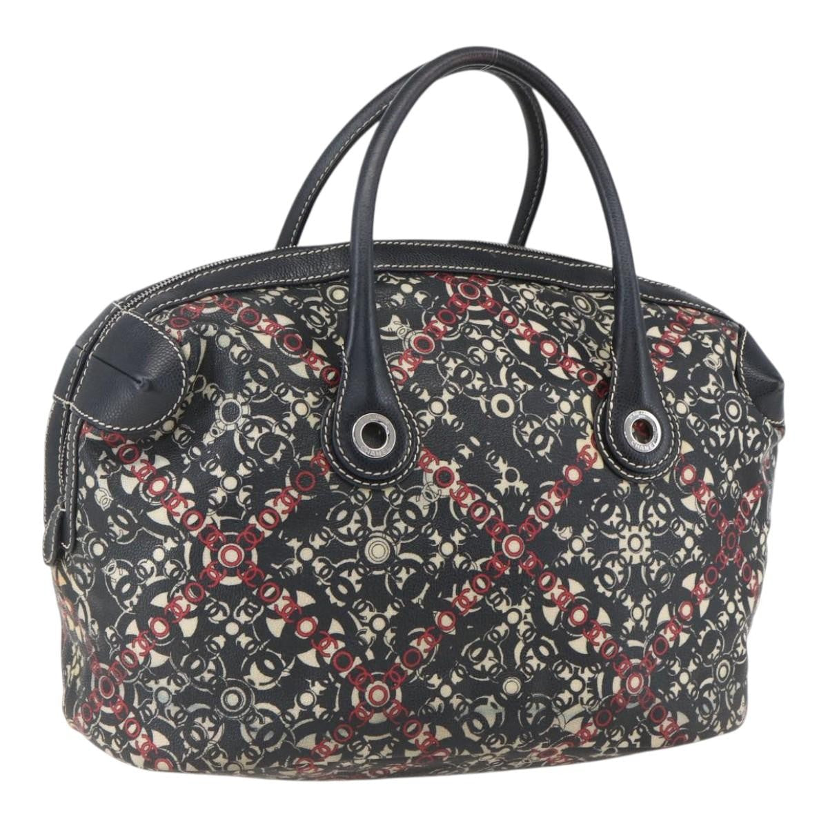 Chanel Optic Coco Bowler Bag Printed Coated Canvas With Caviar Black Pvc Travel Bag Bag