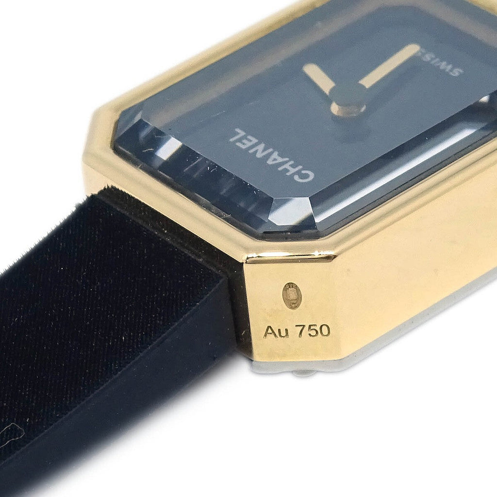 Chanel Premiere Velours Mini Quartz Watch Titanium With Yellow Gold And Velvet Rubber With Diamond Dial Watch