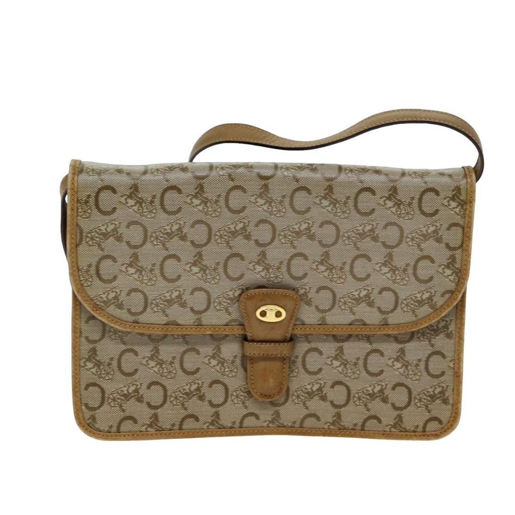 Celine C Macadam Shoulder Bag Canvas Beige Canvas Shoulder Bag Bag