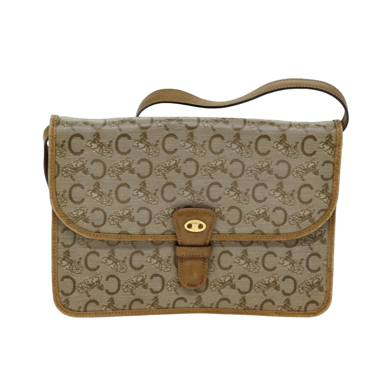 Celine C Macadam Shoulder Bag Canvas Beige Canvas Shoulder Bag Bag