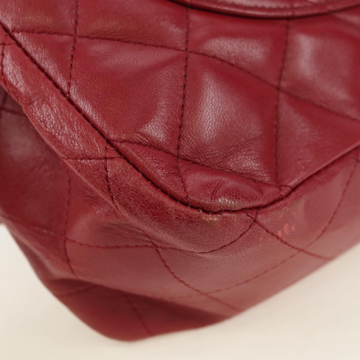 Chanel Classic Single Flap Bag Quilted Lambskin Red Leather Shoulder Bag Bag