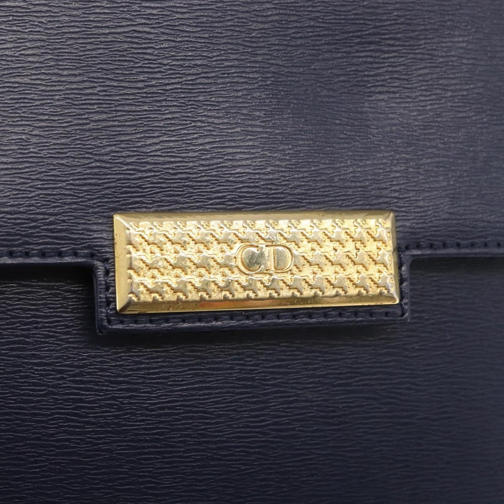 Christian Dior Vintage Cd Flap Shoulder Bag Leather Navy Leather Shoulder Bag Bag (Pre-Owned)