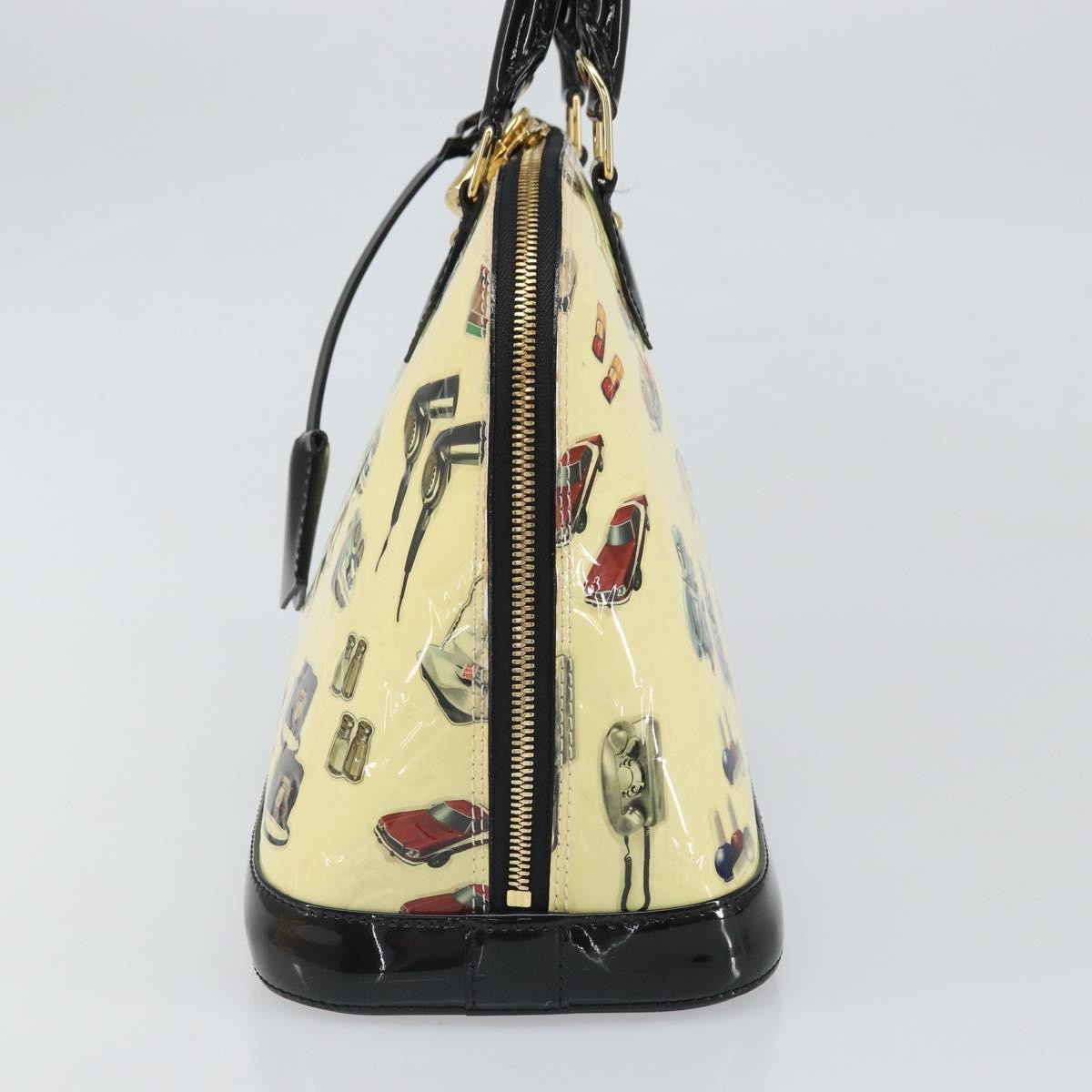 Louis Vuitton Alma Handbag Limited Edition Stickers Monogram Vernis White Patent_Leather Handbag
