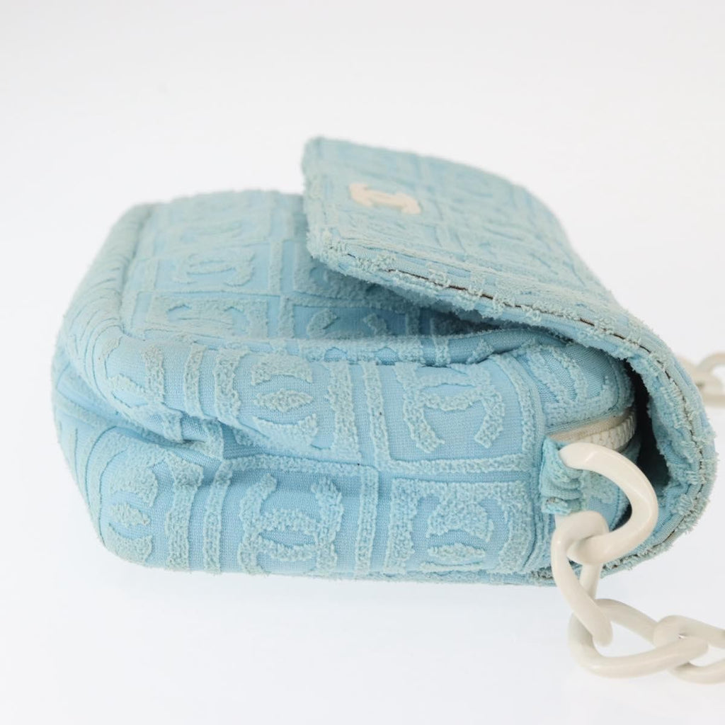 Chanel Sport Line Resin Camera Flap Bag Terry Cloth Blue Plastic Shoulder Bag Bag