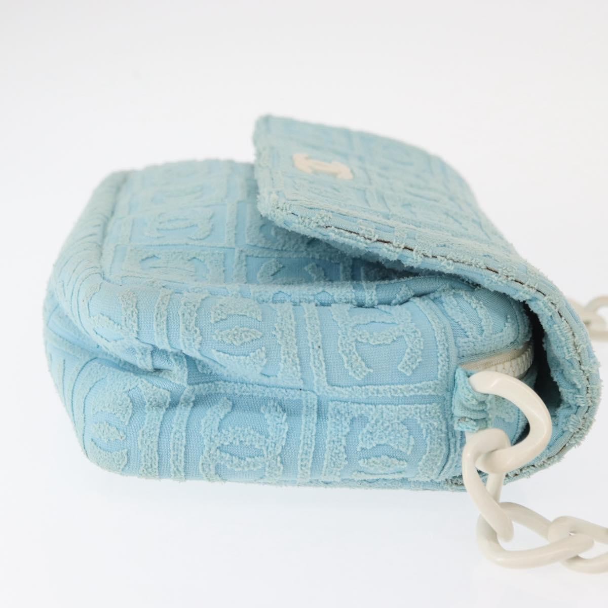 Chanel Sport Line Resin Camera Flap Bag Terry Cloth Blue Plastic Shoulder Bag Bag
