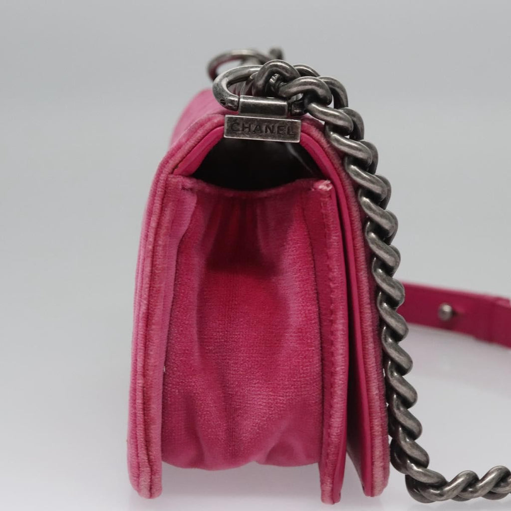 Chanel Boy Flap Bag Quilted Velvet Pink Velvet Shoulder Bag Bag