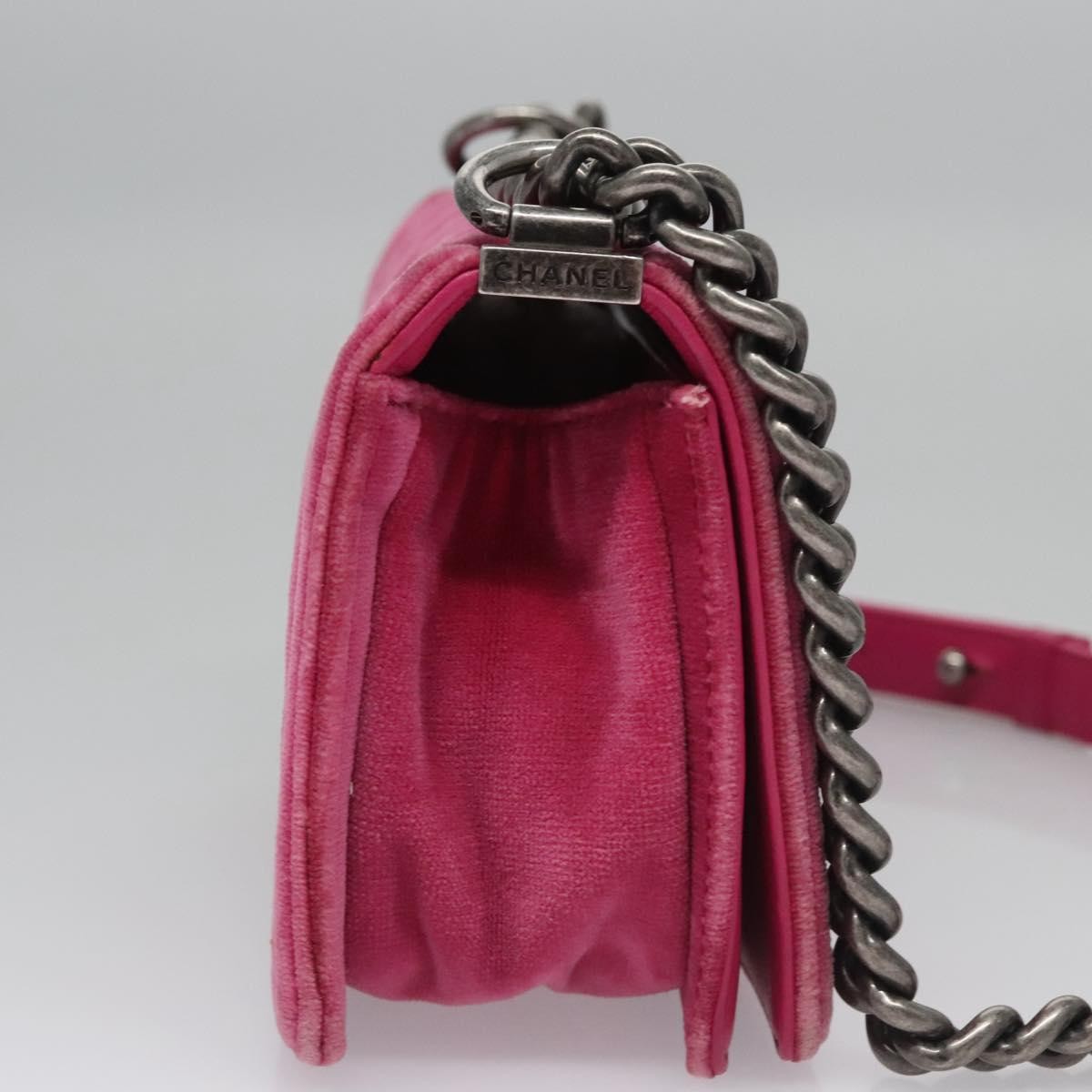 Chanel Boy Flap Bag Quilted Velvet Pink Velvet Shoulder Bag Bag