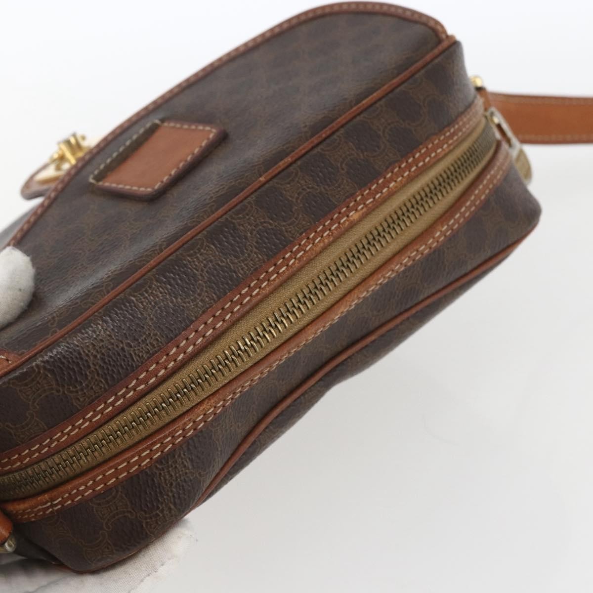 Celine Vintage Macadam Shoulder Bag Canvas And Leather Brown Canvas Shoulder Bag Bag