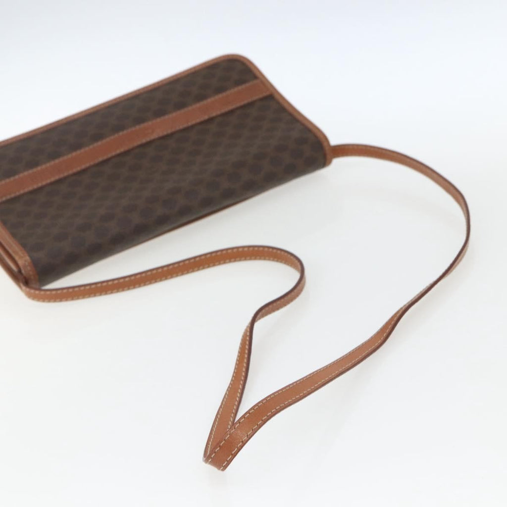 Celine Vintage Macadam Shoulder Bag Canvas And Leather Brown Canvas Shoulder Bag Bag