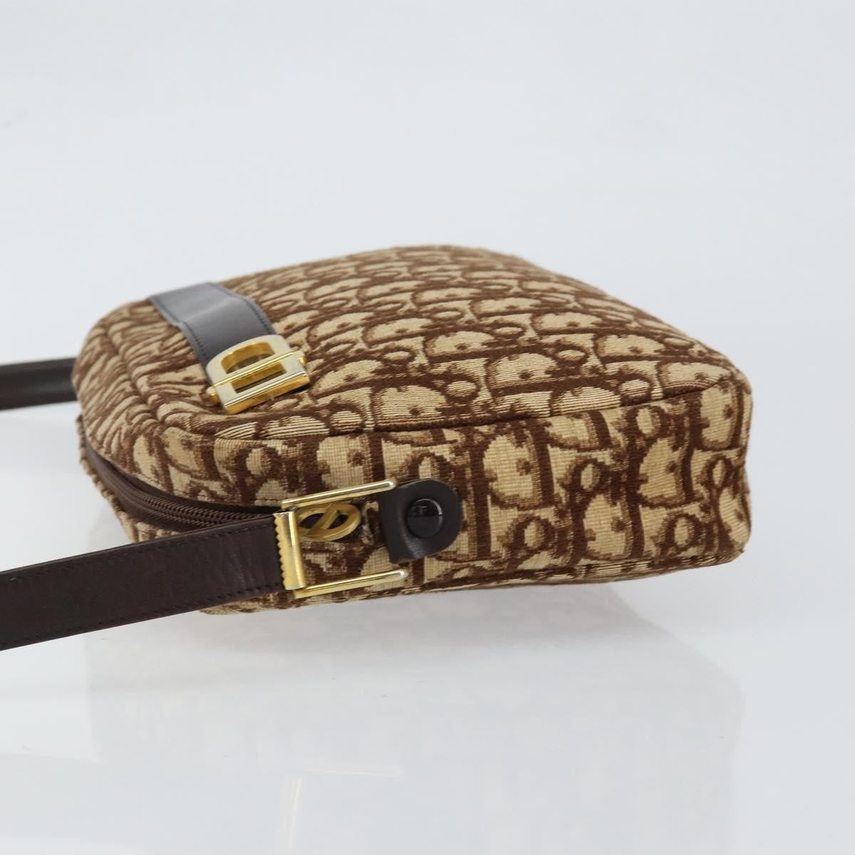 Christian Dior Vintage Trotter Crossbody Bag Diorissimo Coated Canvas Brown Canvas Shoulder Bag Bag (Pre-Owned)