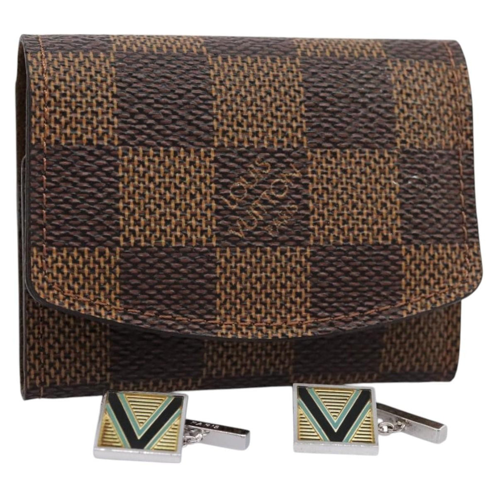 Louis Vuitton Cufflinks Case Damier Brown Canvas Cufflinks Jewelry