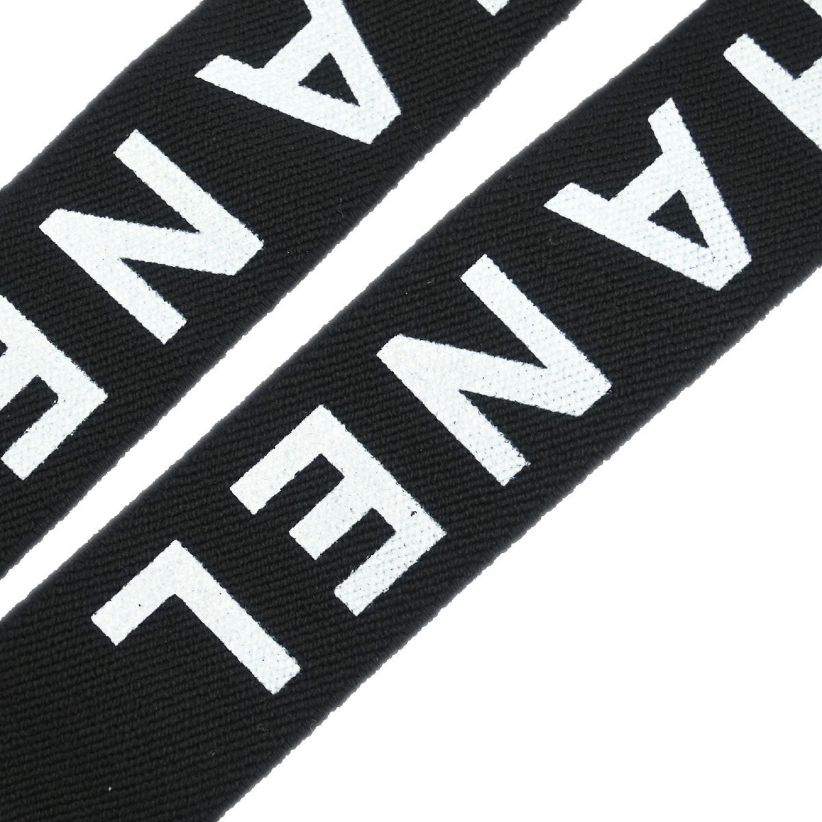 Chanel Logo Suspenders Canvas Black Canvas Belts Accessory