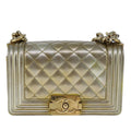 Chanel Boy Flap Bag Quilted Patent Gold Patent_Leather Shoulder Bag Bag