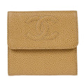 Chanel Vintage Timeless Cc Bifold Wallet Caviar Beige Leather Wallets Accessory