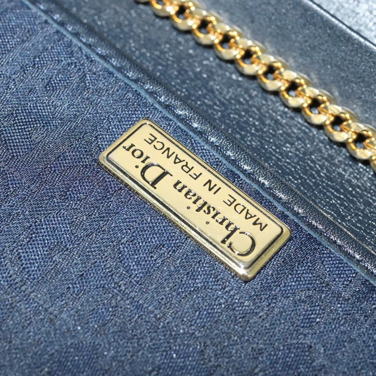 Christian Dior Vintage Chain Flap Shoulder Bag Diorissimo Canvas Navy Canvas Shoulder Bag Bag (Pre-Owned)