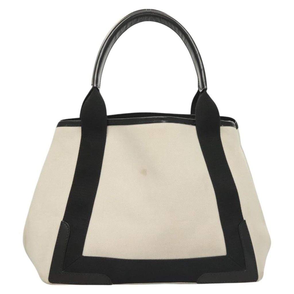 Balenciaga Navy Cabas Canvas With Leather White Canvas Tote Bag