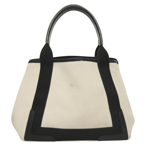 Balenciaga Navy Cabas Canvas With Leather White Canvas Tote Bag