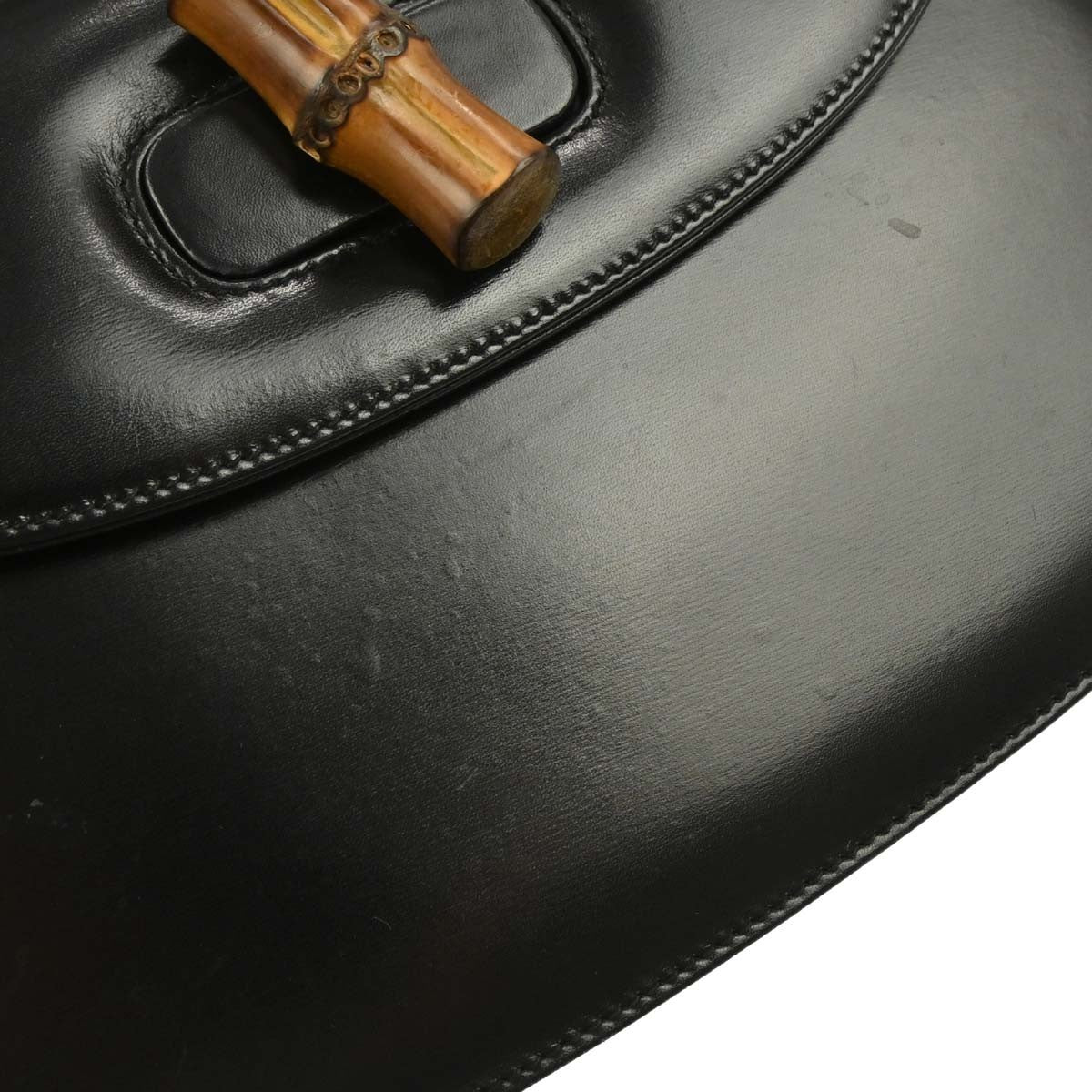 Gucci Vintage Convertible Bamboo Top Handle Bag Leather Black Leather Handbag (Pre-Owned)