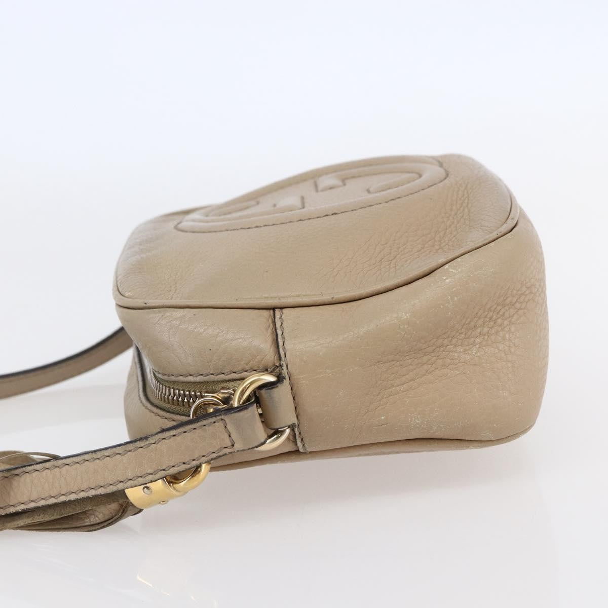 Gucci Soho Disco Crossbody Bag Leather Beige Leather Shoulder Bag Bag (Pre-Owned)