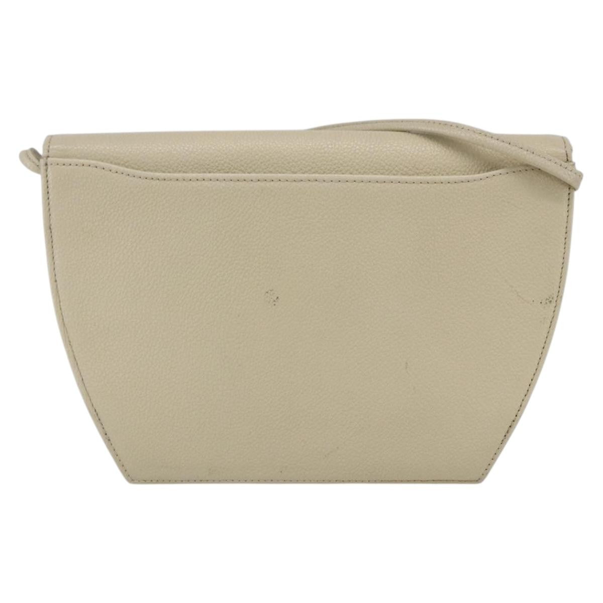 Saint Laurent Vintage Shoulder Bag Leather Ecru Leather Shoulder Bag Bag (Pre-Owned)