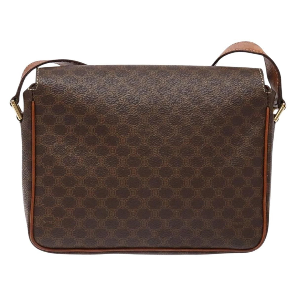 Celine Macadam Shoulder Bag Pvc Leather Brown Canvas Bag
