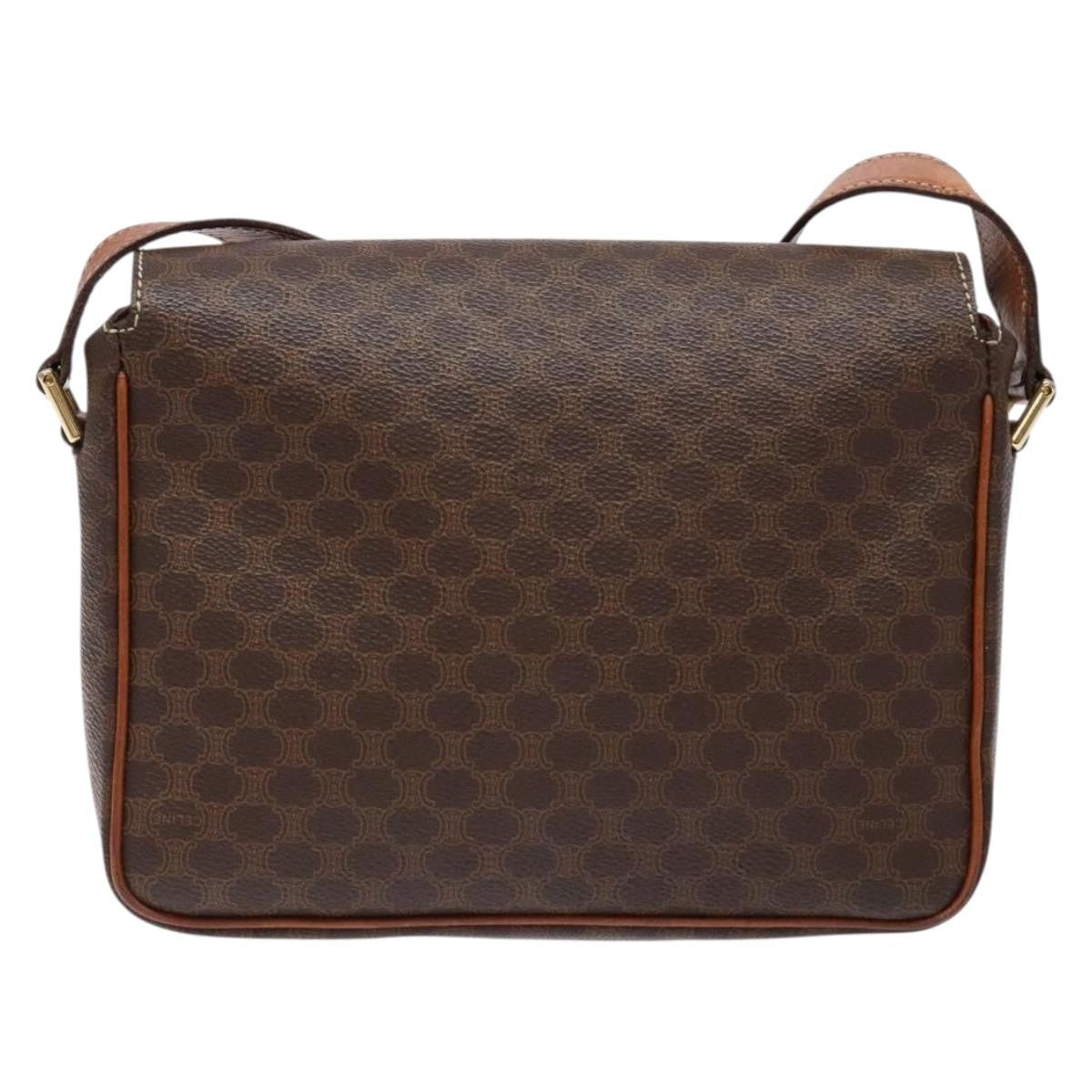 Celine Macadam Shoulder Bag Pvc Leather Brown Canvas Bag