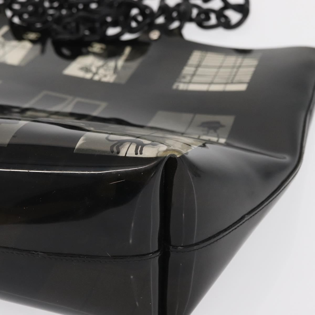 Chanel Coco Window Tote Printed Vinyl Black Plastic Tote Bag Bag