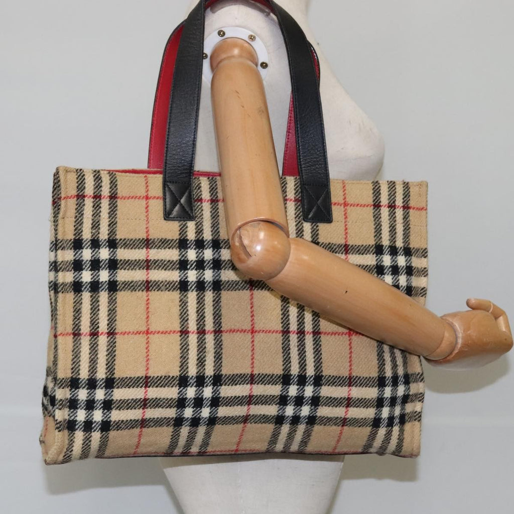Burberry Nova Check Blue Label Cotton Beige Cotton Tote Bag