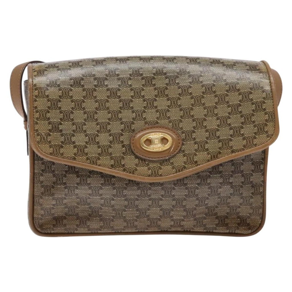 Celine Macadam Shoulder Bag Pvc Leather Beige Pvc Bag