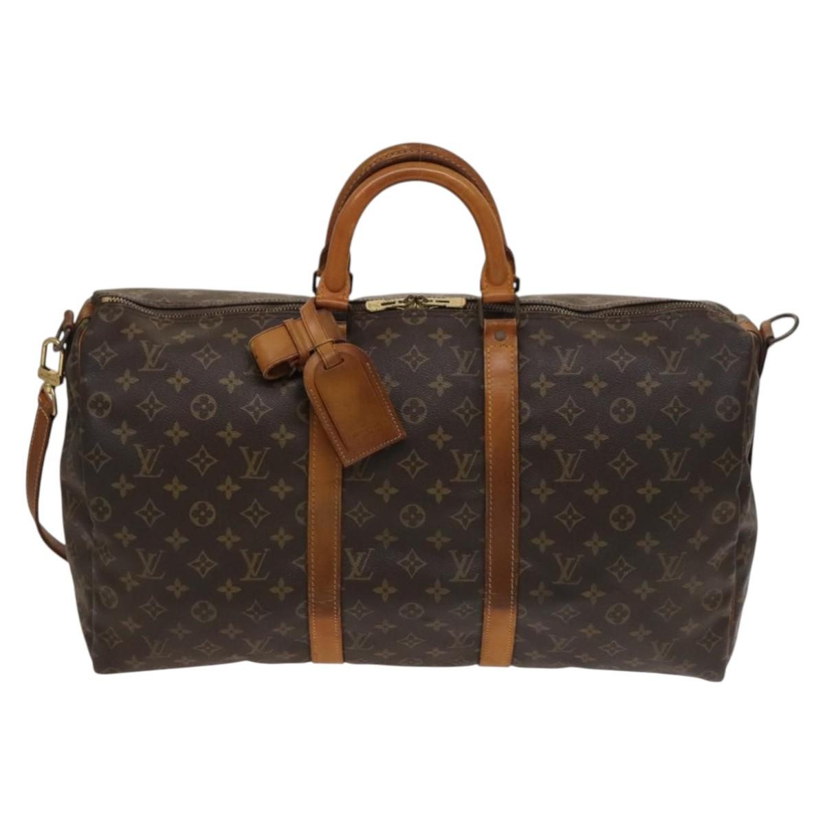 Louis Vuitton Keepall Bandouliere Bag Monogram Canvas Brown Canvas Travel Bag
