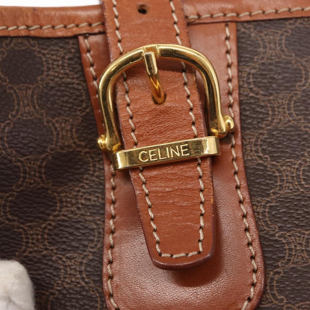 Celine Vintage Macadam Shoulder Bag Canvas And Leather Brown Pvc Shoulder Bag Bag