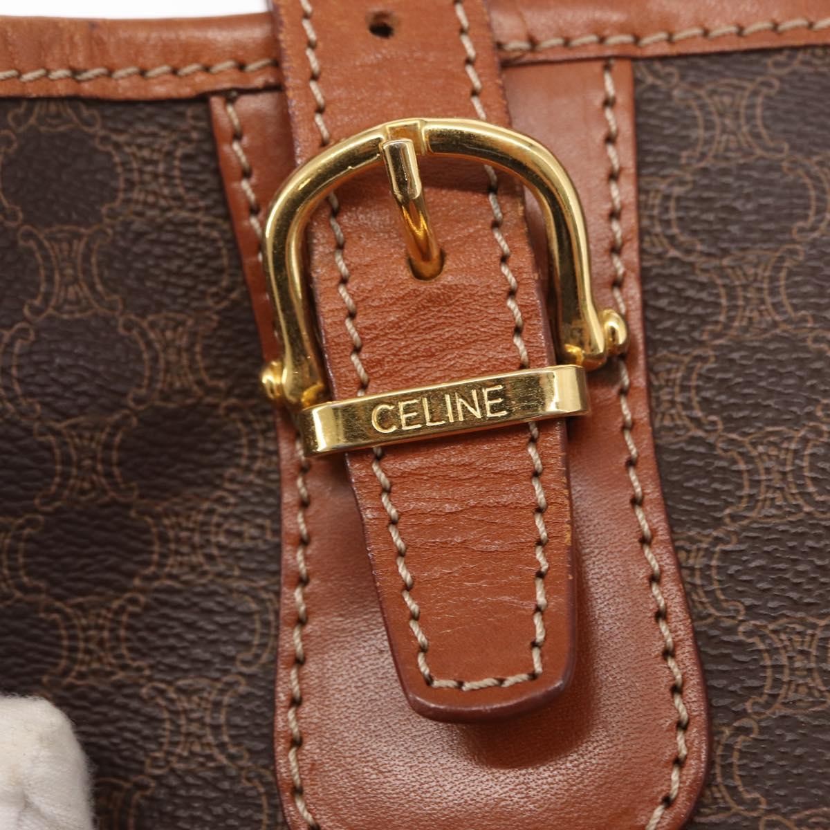 Celine Vintage Macadam Shoulder Bag Canvas And Leather Brown Pvc Shoulder Bag Bag