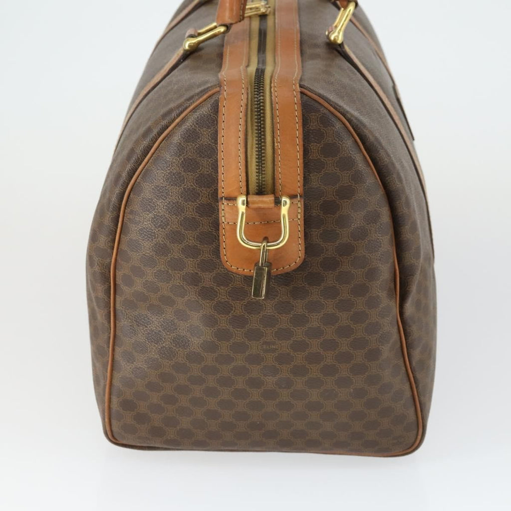 Celine Vintage Macadam Boston Bag Canvas And Leather Brown Pvc Travel Bag Bag
