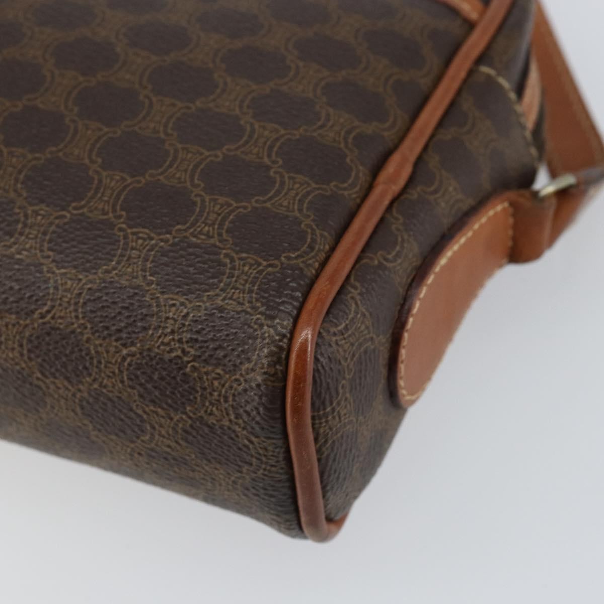 Celine Vintage Macadam Shoulder Bag Canvas And Leather Brown Canvas Shoulder Bag Bag