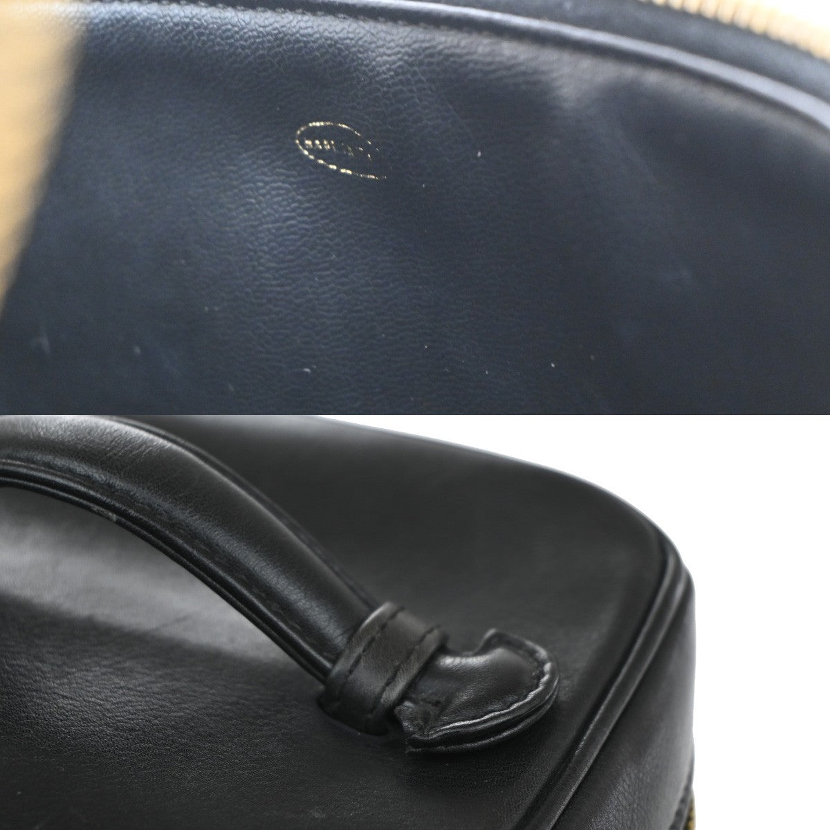 Chanel Vintage Cosmetic Case Quilted Lambskin Black Leather Handbag