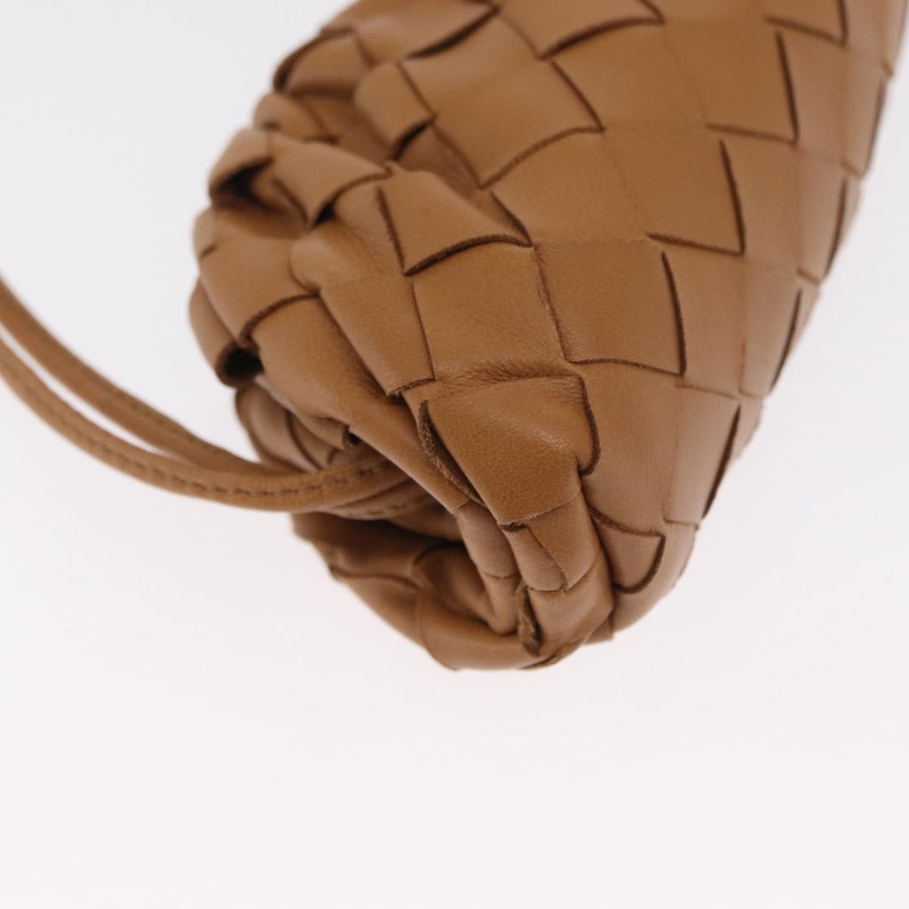 Bottega Veneta The Pouch Coin Purse Intrecciato Nappa Brown Leather Clutche & Pouche Bag