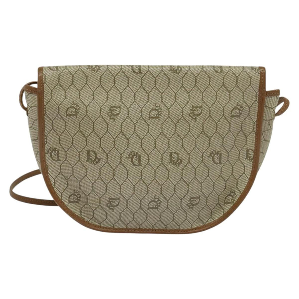 Christian Dior Vintage Honeycomb Shoulder Bag Canvas Beige Canvas Bag (Pre-Owned)
